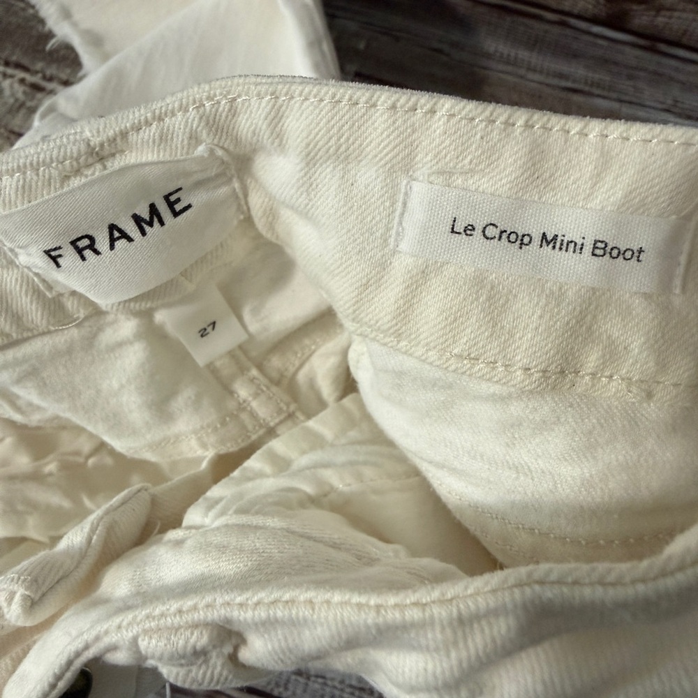 Frame Denim Off-White Raw-Hem Cropped Jeans - Picture 4 of 6